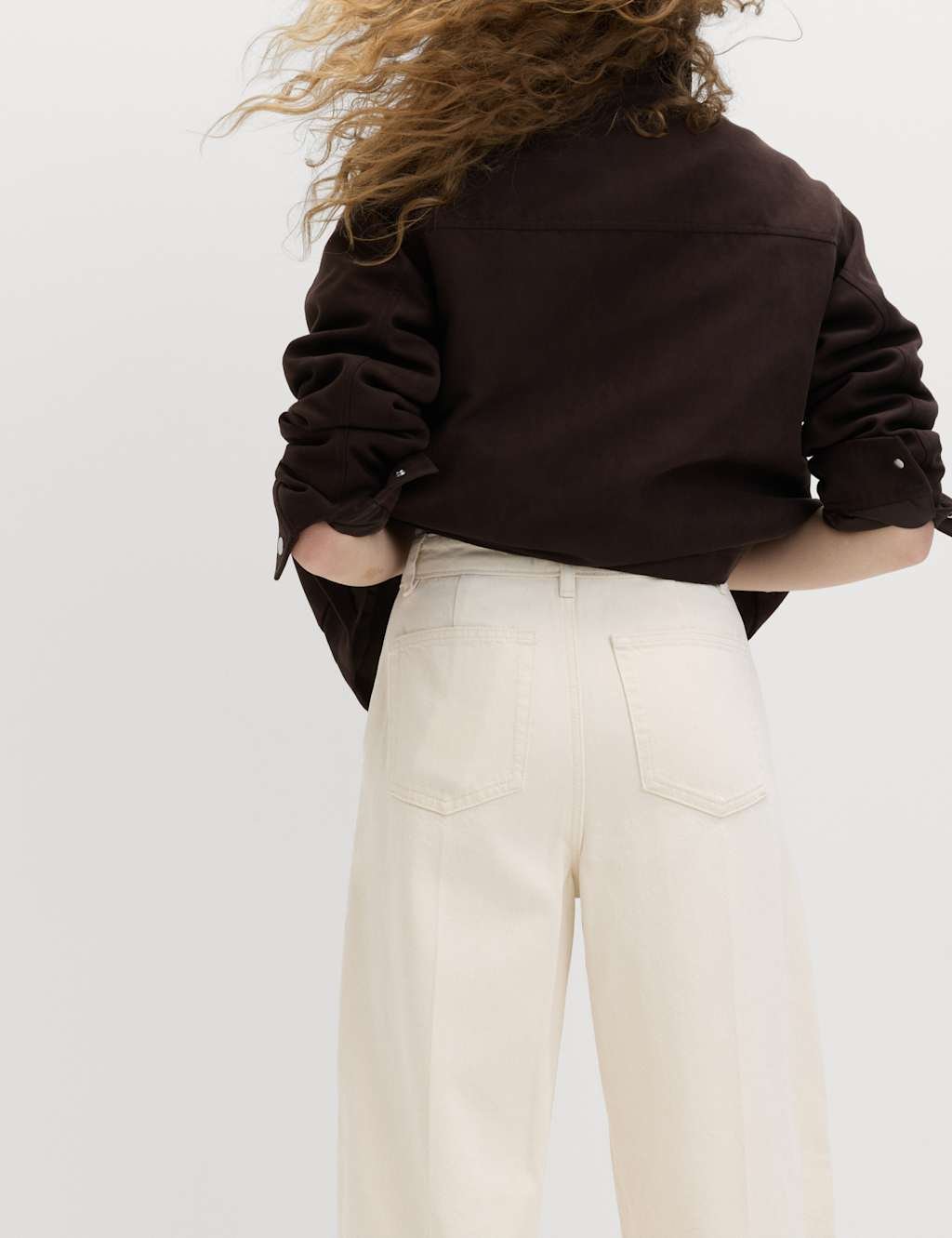 Marks & Spencer M&S Pure Cotton Crease Front Barrel Leg Trousers Ecru - 4