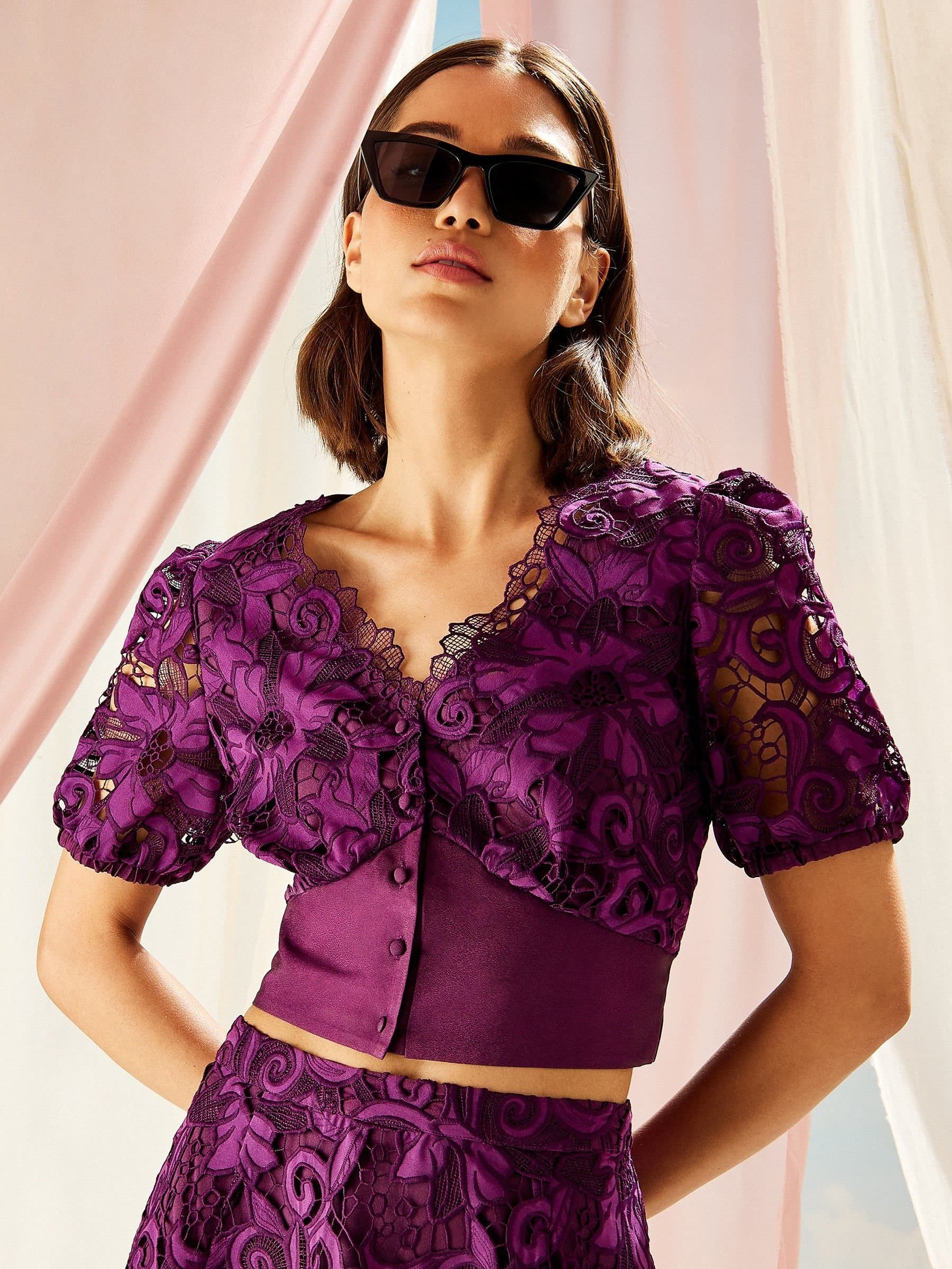 GWD by GEORGE W. DAVIES GWD by GEORGE W. DAVIES Purple Lace Top