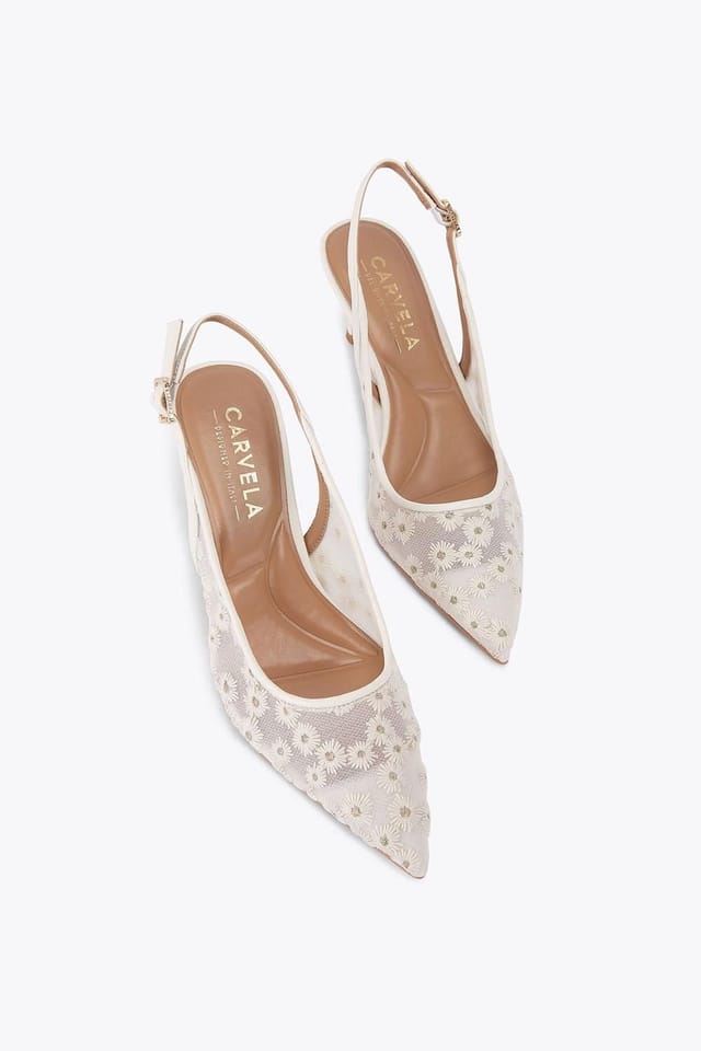 Carvela Carvela Women's 'Positano Sling Low' Fabric Heels in White - 2