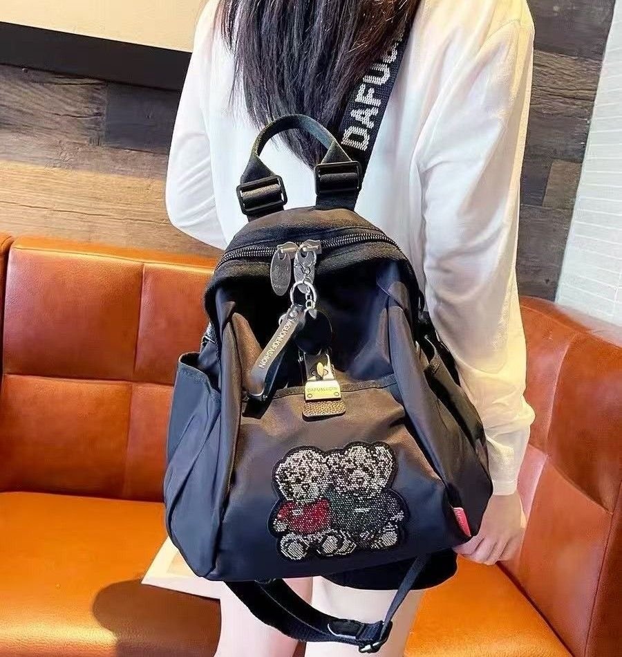 PEACH ACCESSORIES PEACH ACCESSORIES Women's Fashion Backpack with Crystals Teddy Bears in Black - 2