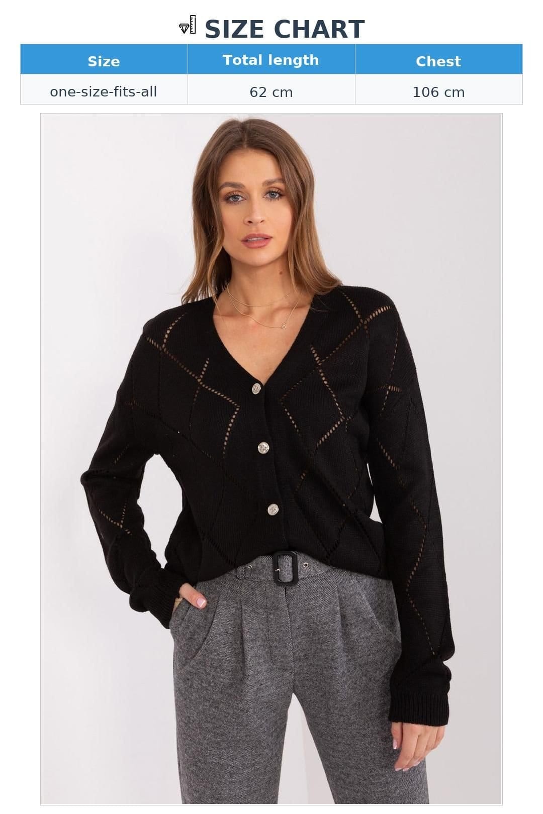 Love Lace Love Lace Women's Lacy V Neck Button Knit Cardigan in Black - 4