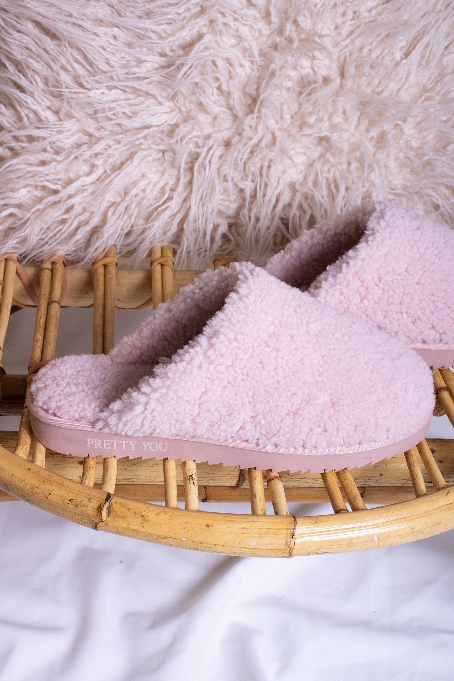Pretty You London Pretty You London Women's Jude Sheepskin Mule Slippers in Rose - 3