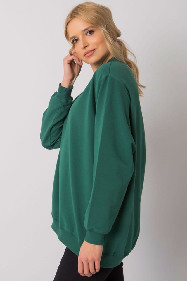 Love Lace Love Lace Women's Cotton Long Sleeve Sweatshirt with Stand Collar Style 169755 in Green - 2