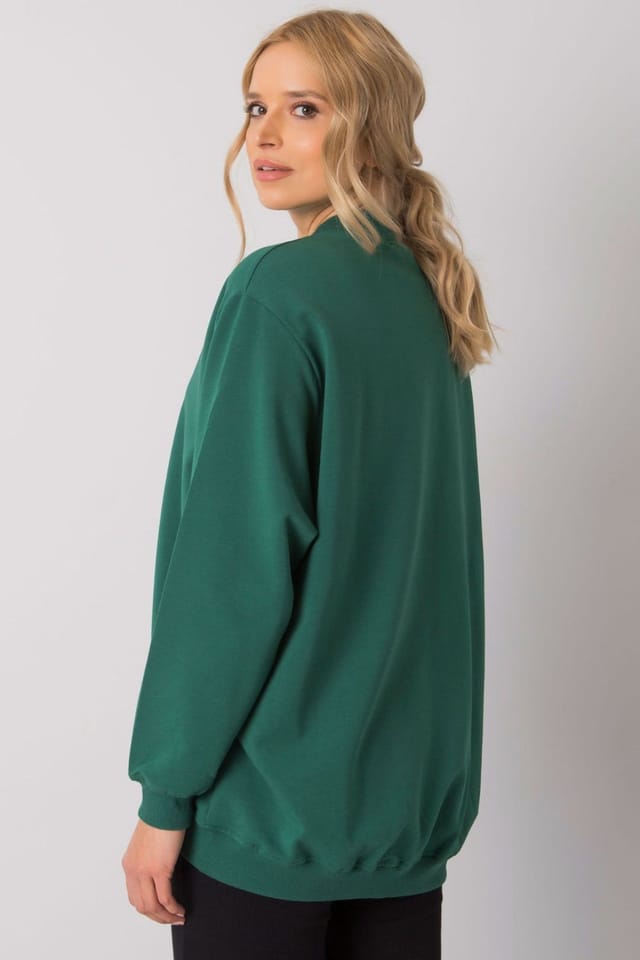 Love Lace Love Lace Women's Cotton Long Sleeve Sweatshirt with Stand Collar Style 169755 in Green - 3