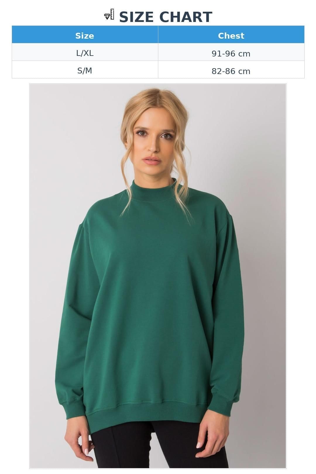 Love Lace Love Lace Women's Cotton Long Sleeve Sweatshirt with Stand Collar Style 169755 in Green - 4