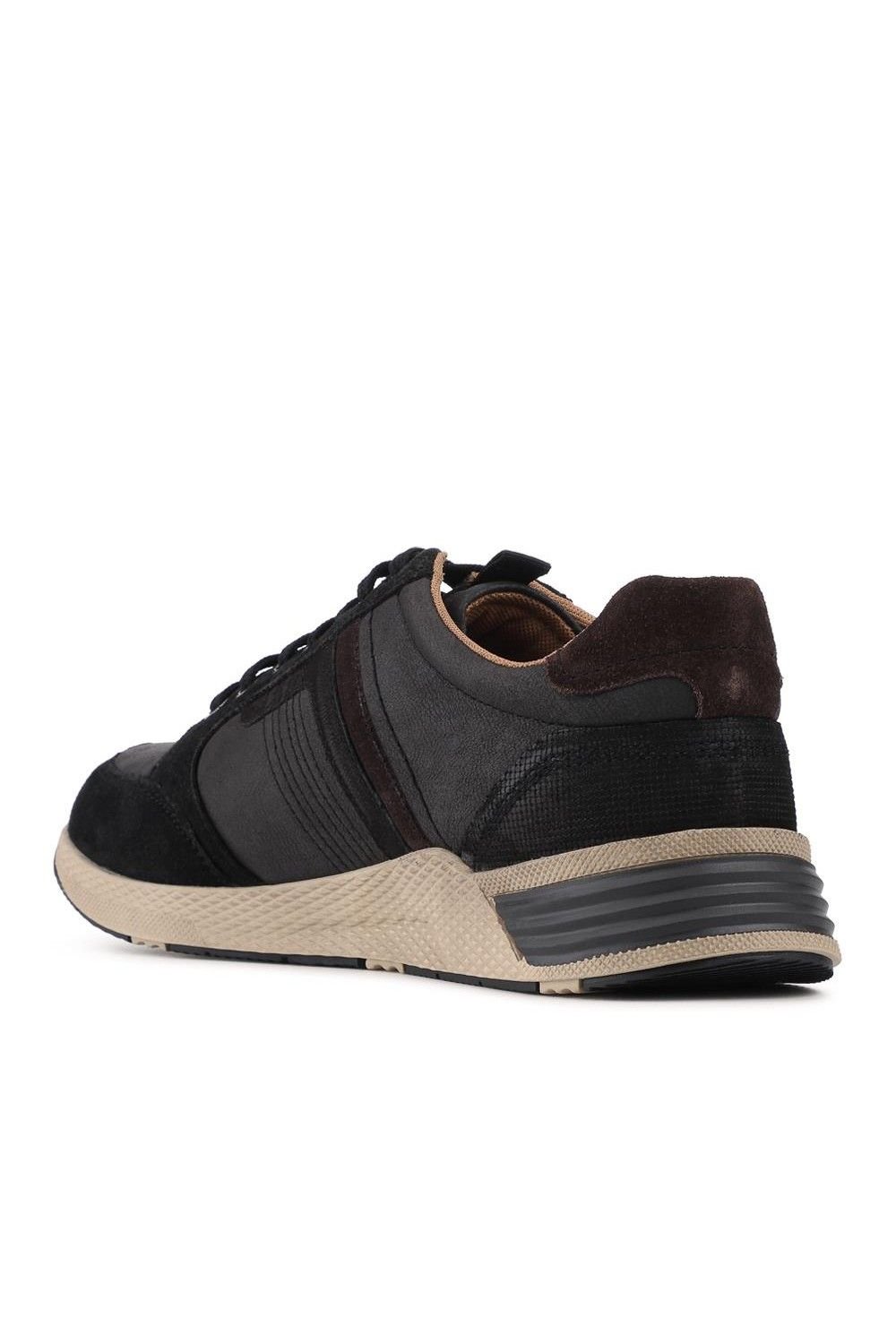 Pavers Pavers Men's Wide Fit Leather Casual Cushioning Trainers in Black - 2