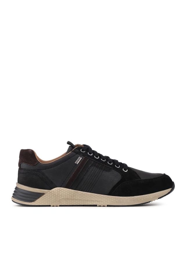 Pavers Pavers Men's Wide Fit Leather Casual Cushioning Trainers in Black - 3