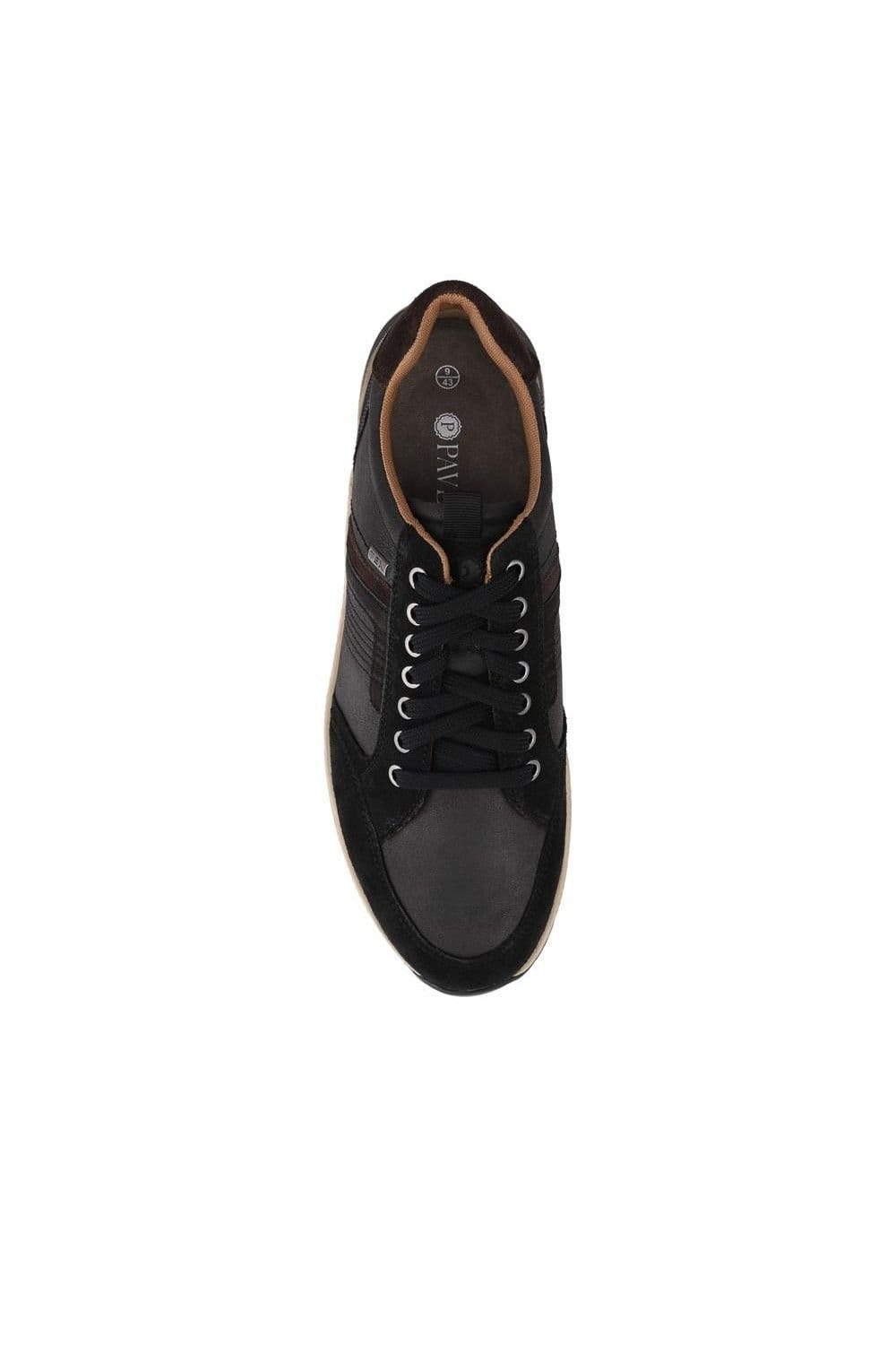 Pavers Pavers Men's Wide Fit Leather Casual Cushioning Trainers in Black - 4
