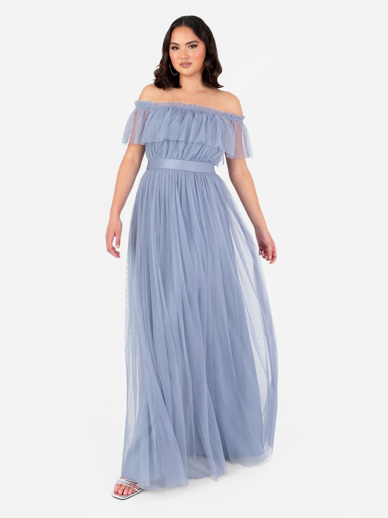 Anaya with Love Anaya with Love Women's Bardot Maxi Dress in Duck Egg Blue