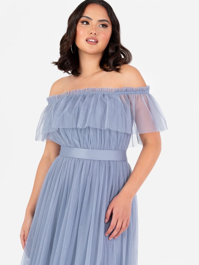 Anaya with Love Anaya with Love Women's Bardot Maxi Dress in Duck Egg Blue - 2