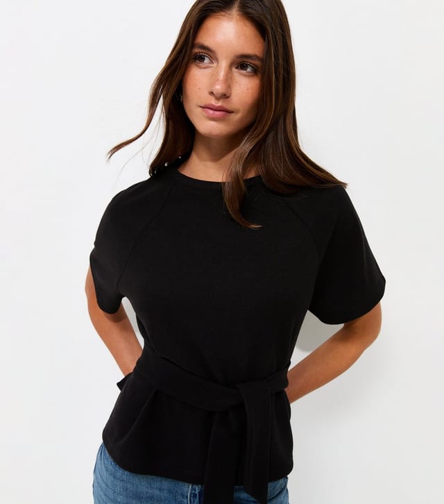 New Look Women's Black Soft Touch Tie Front Short Sleeve T-Shirt New Look - 3