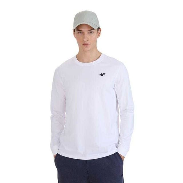 4F 4F Men's WMM00TLONM432 Long-Sleeved T-Shirt in White - 2