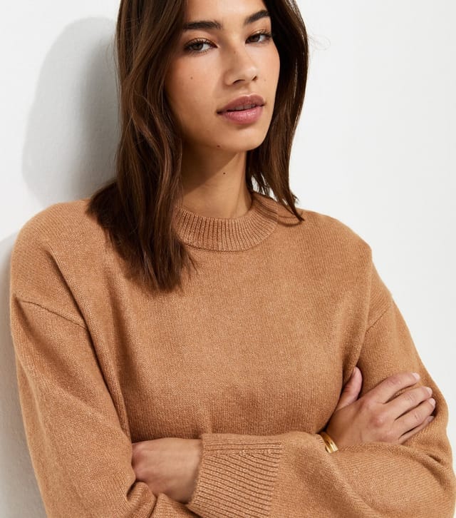 New Look Women's Stone Midweight Crew Neck Jumper New Look - 2
