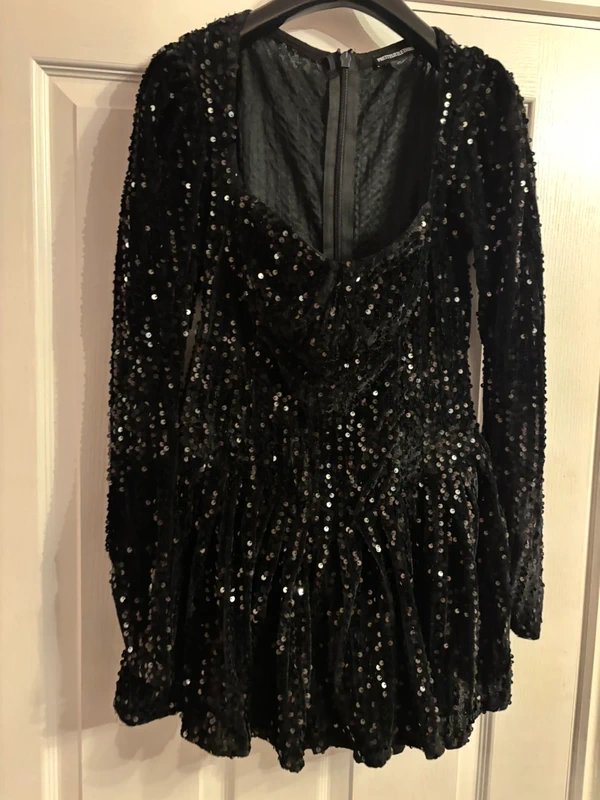 PrettyLittleThing Pretty little thing 10 plunge sequin festival party holiday playsuit 10 same day post - 1