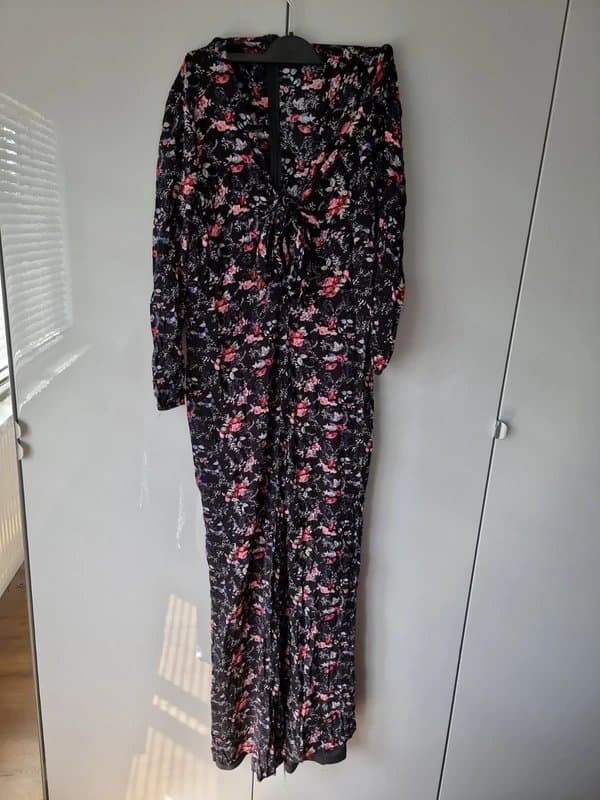 Lipsy Lipsy black floral fit flare jumpsuit size 14