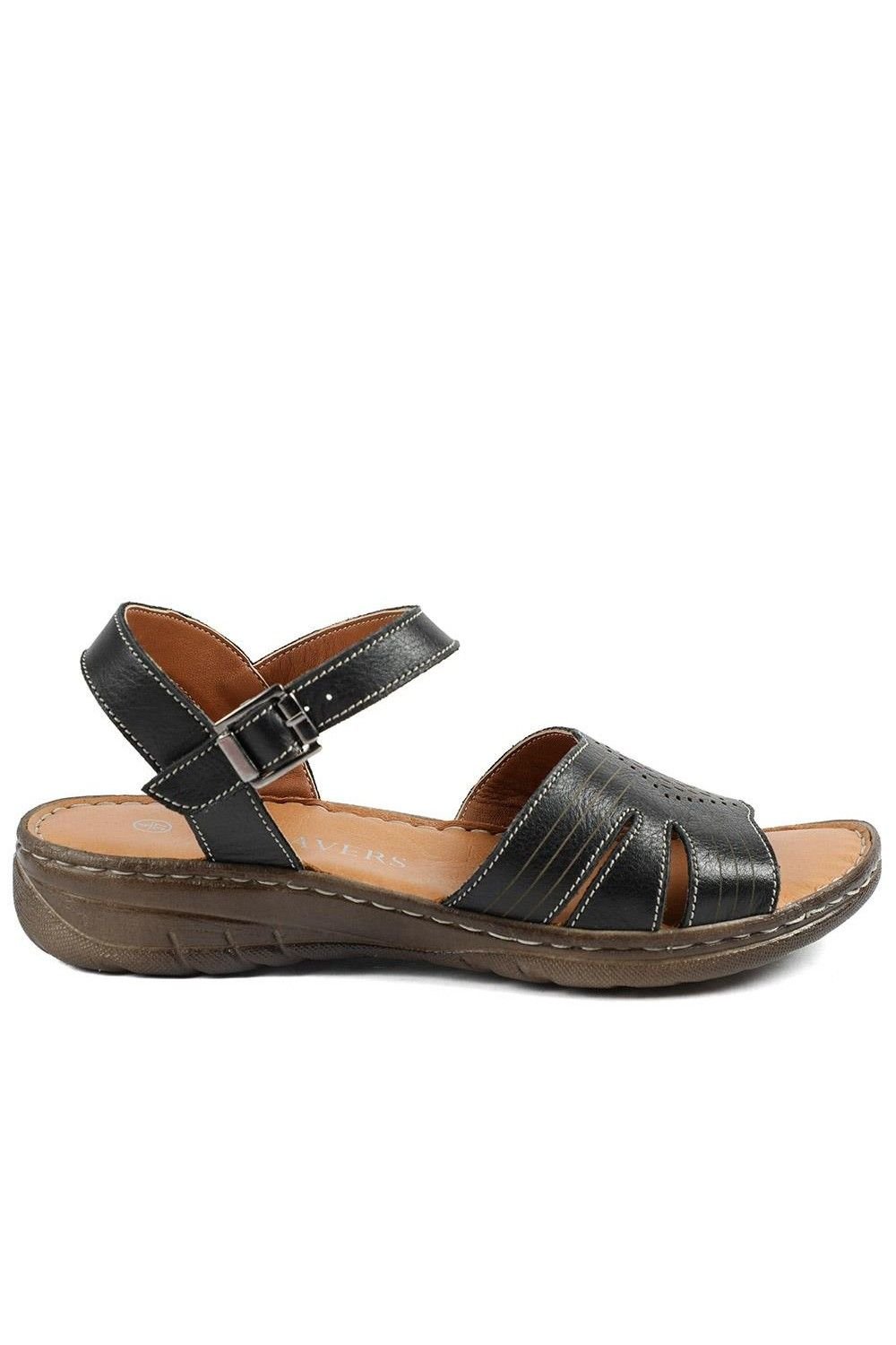 Pavers Pavers Women's Leather Buckle Fasten Casual Sandals in Black - 2