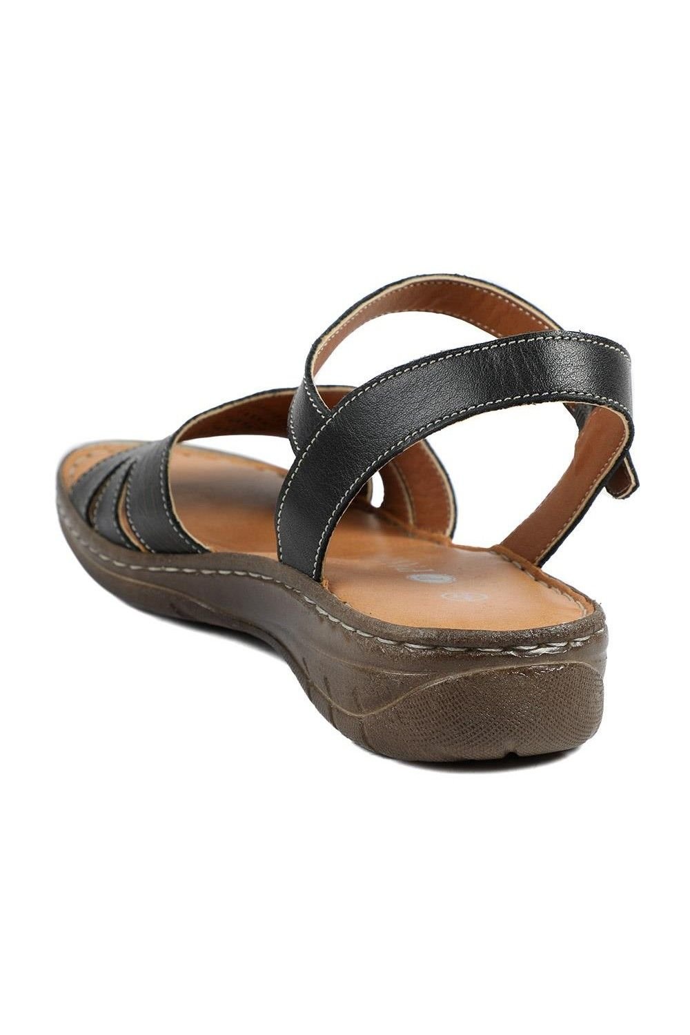 Pavers Pavers Women's Leather Buckle Fasten Casual Sandals in Black - 3