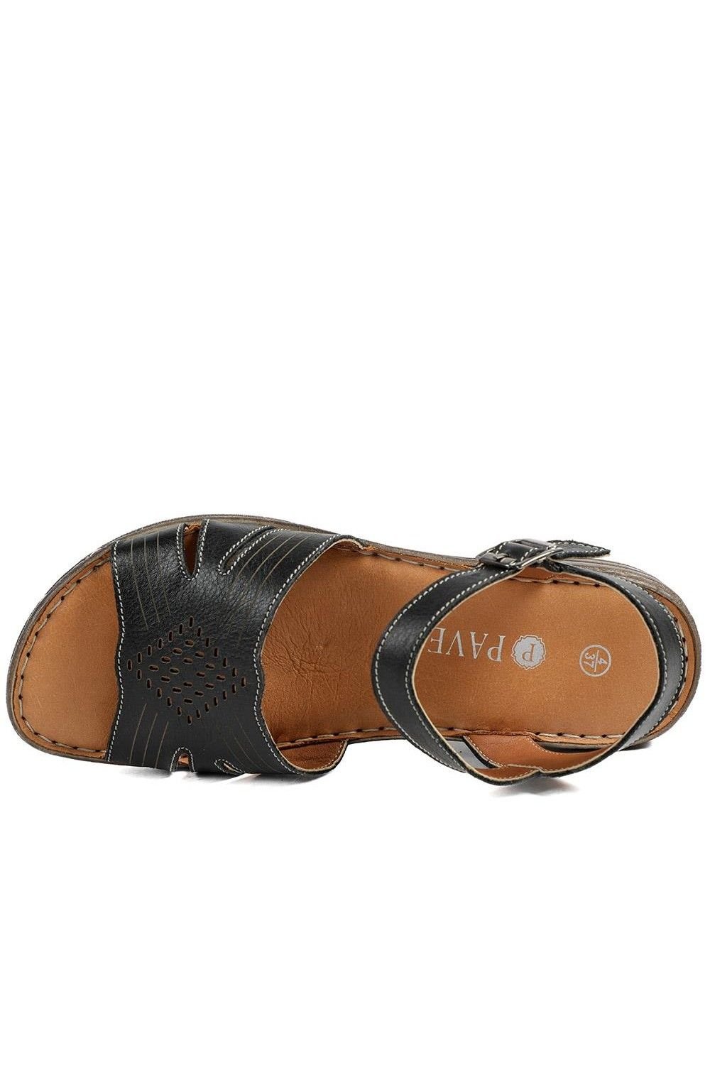 Pavers Pavers Women's Leather Buckle Fasten Casual Sandals in Black - 4