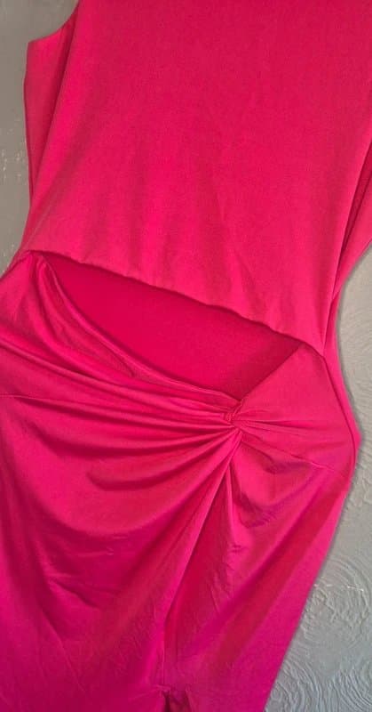 New Look New Look Hot Pink Cut Out Ruched Maxi Midi Dress UK 12 BNWT Holiday Party Wedding Guest