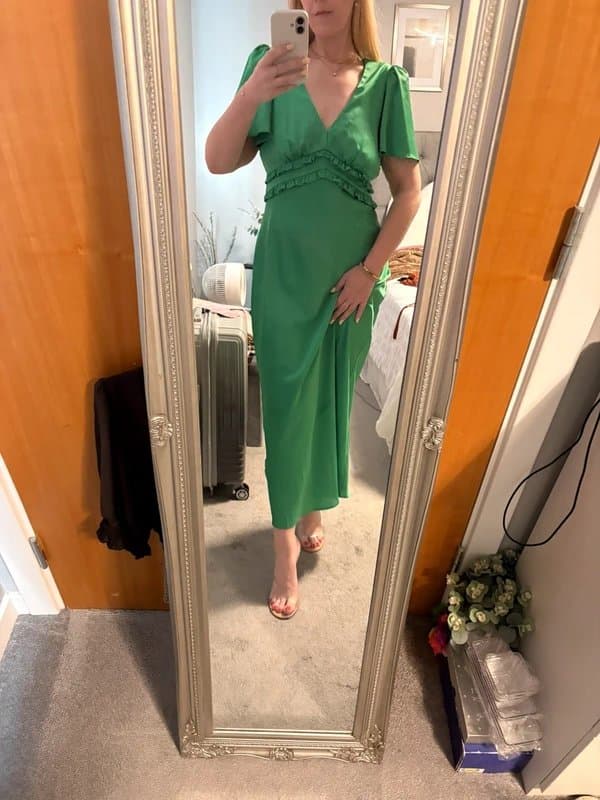 New Look Green Satin maxi dress size 10