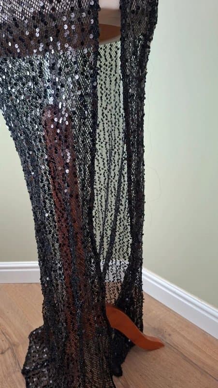 PrettyLittleThing Pretty Little Thing Black Mesh & Sequin cut out Dress Size 14 New