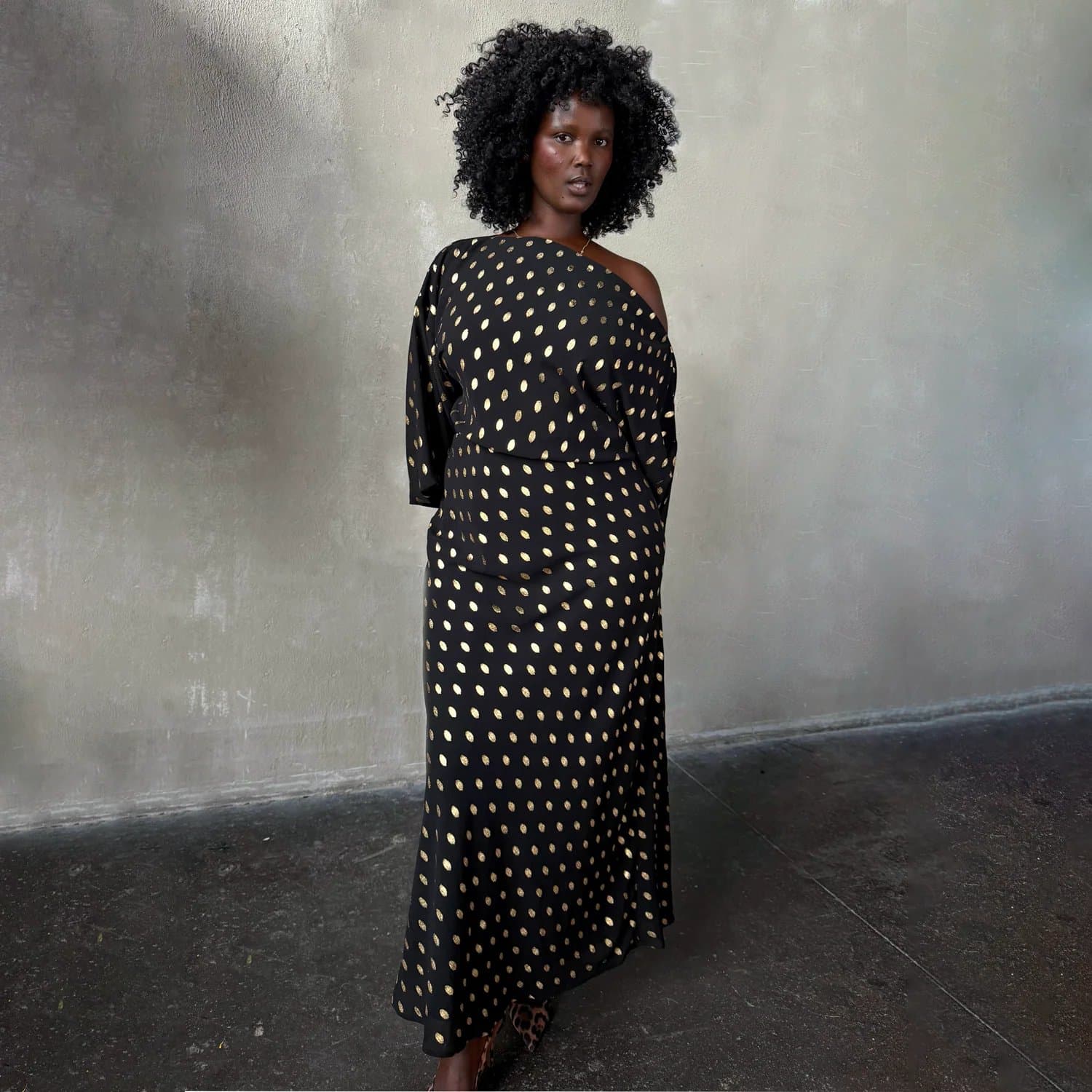 Never Fully Dressed Black & Gold Long Sleeve Tilly Dress
