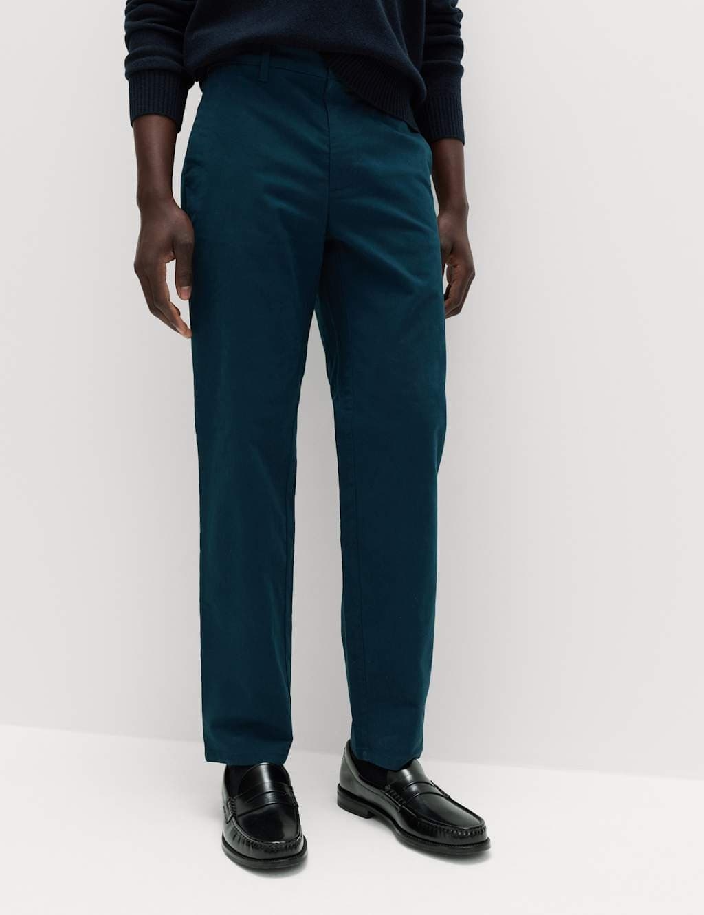 Marks & Spencer M&S Regular Fit Stretch Chinos Dark Petrol