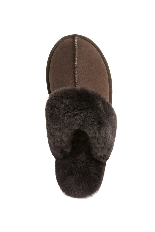 Celtic & Co Celtic & Co Women's Studio Fur Edge Mule Slippers in Dark Brown - 3