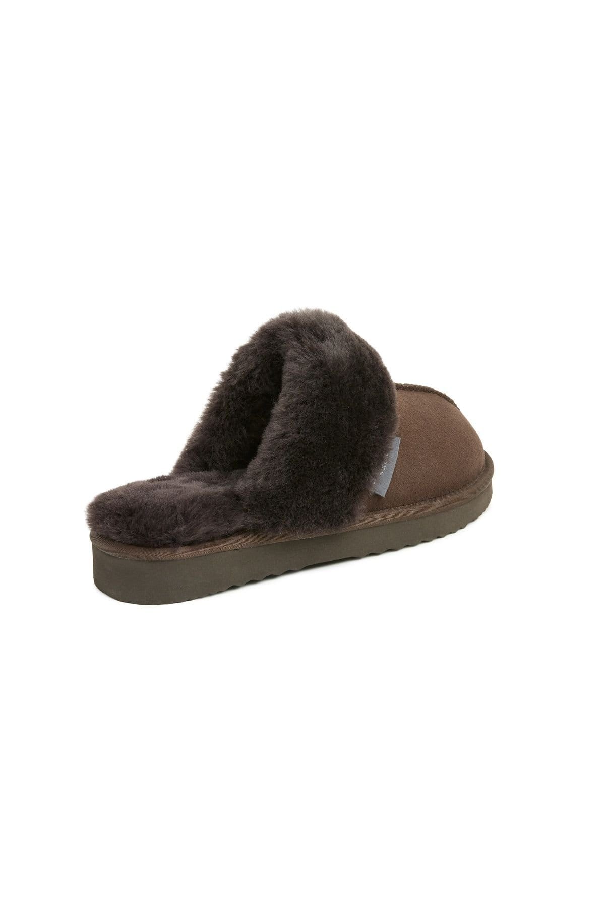 Celtic & Co Celtic & Co Women's Studio Fur Edge Mule Slippers in Dark Brown - 4