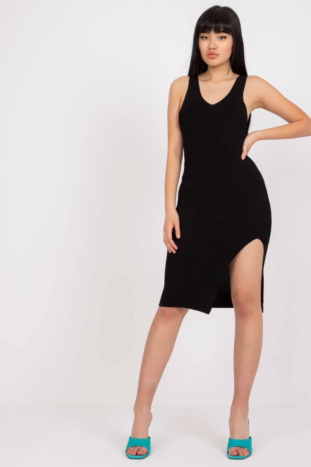 Love Lace Love Lace Women's Black Pencil Dress with Stretch & Slit
