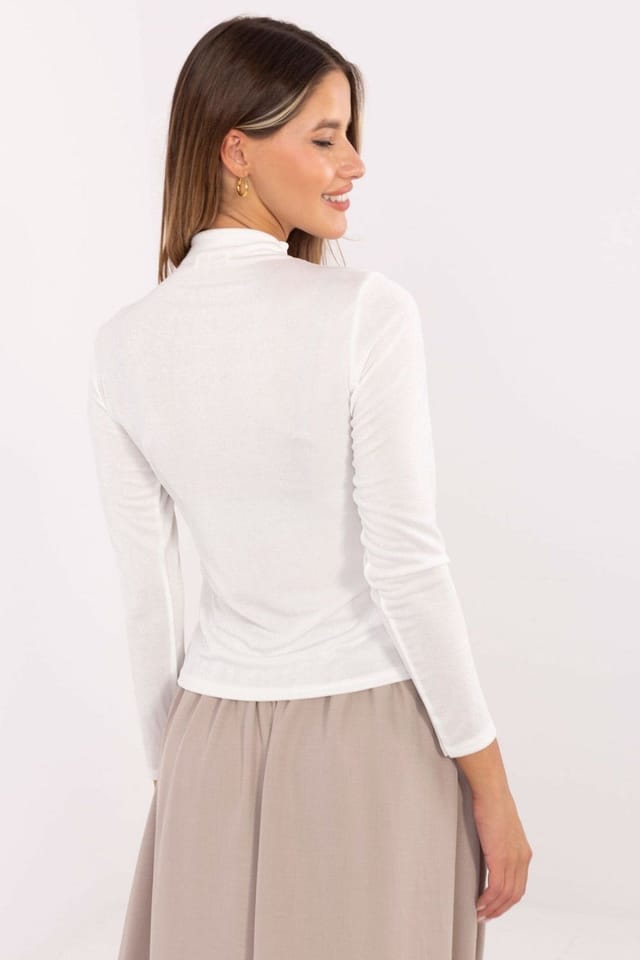 Love Lace Love Lace Women's Fitted Long Sleeve Turtleneck Blouse Style 219375 in White - 3