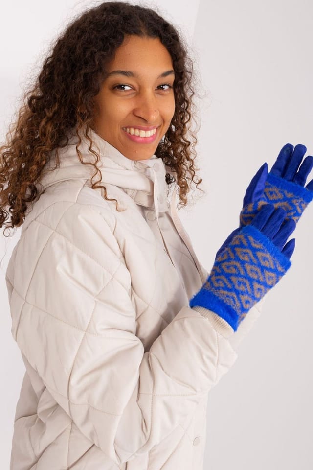 Love Lace Love Lace Women's Smooth Touchscreen Knit Insulated Gloves with Removable Lining Flower in Blue - 2