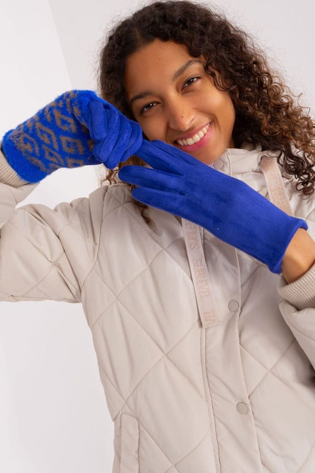Love Lace Love Lace Women's Smooth Touchscreen Knit Insulated Gloves with Removable Lining Flower in Blue - 3