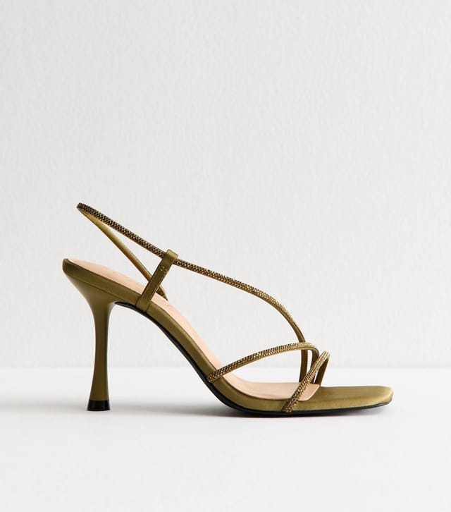 New Look Women's Olive Green Asymmetric Strap Stiletto Heel Sandals New Look - 2