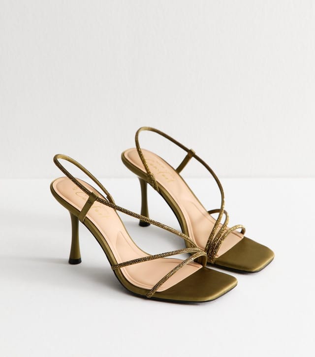 New Look Women's Olive Green Asymmetric Strap Stiletto Heel Sandals New Look - 3