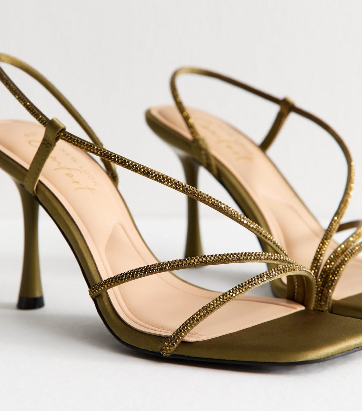 New Look Women's Olive Green Asymmetric Strap Stiletto Heel Sandals New Look - 4