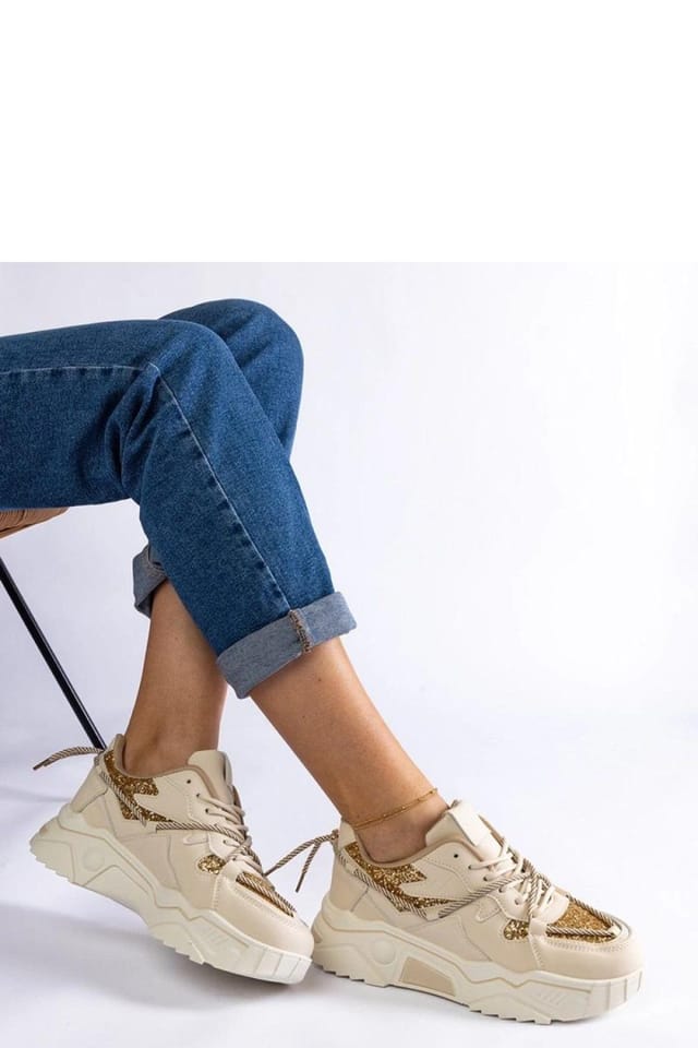 Love Lace Love Lace Women's Brocade Lace Up Sport Sneakers with Low Rubber Sole Comfort in Beige - 3