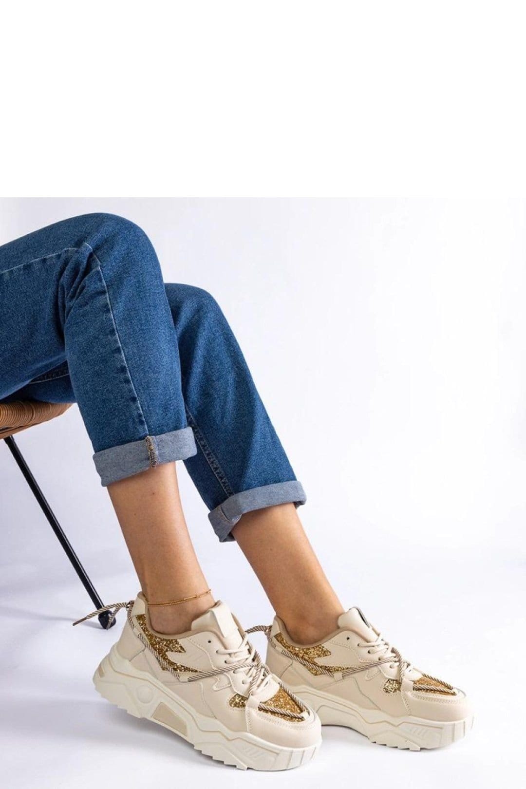 Love Lace Love Lace Women's Brocade Lace Up Sport Sneakers with Low Rubber Sole Comfort in Beige - 4