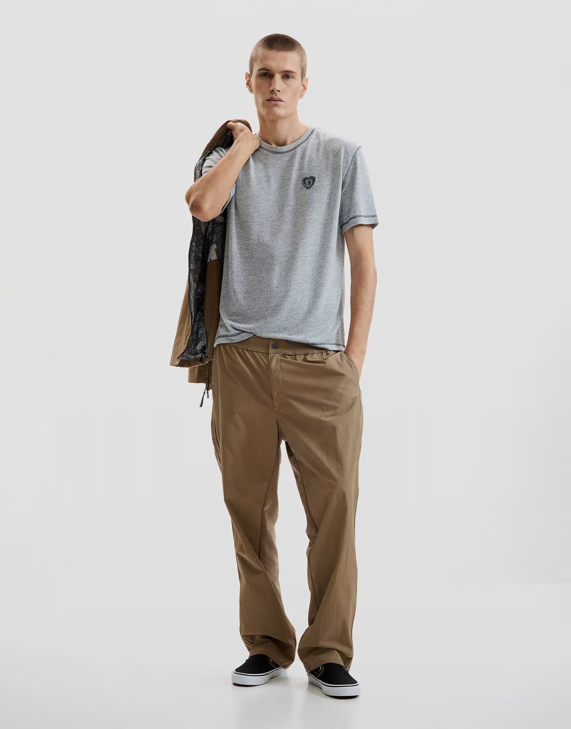 ASOS Desigual Long mixed-fabric trousers in khaki