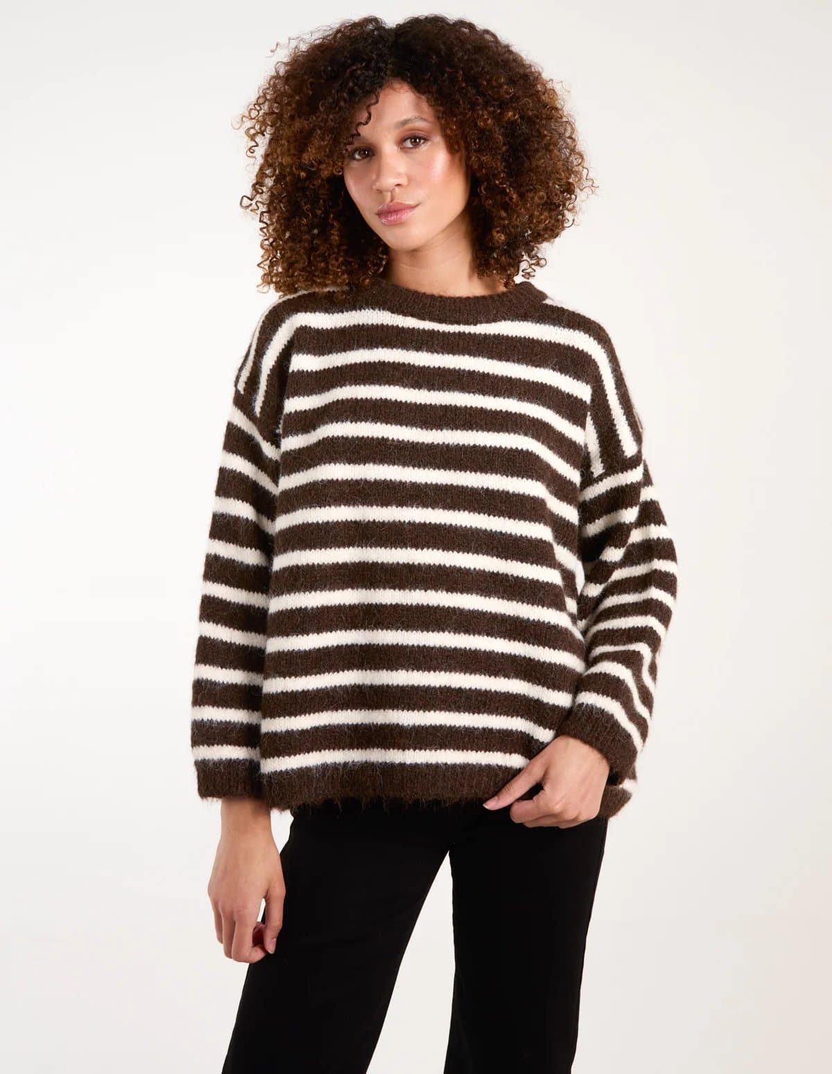 Blue Vanilla Soft Knit Round Neck Stripe Jumper