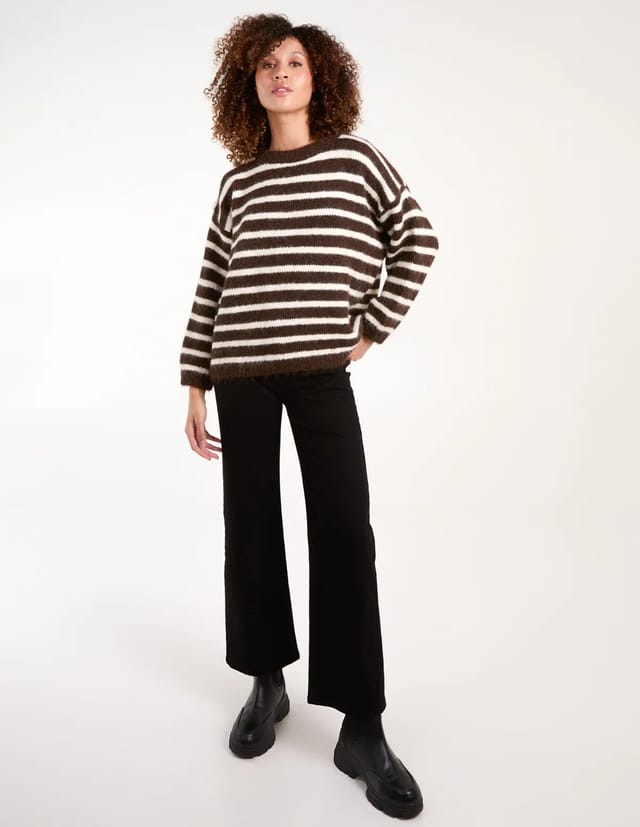 Blue Vanilla Soft Knit Round Neck Stripe Jumper - 3