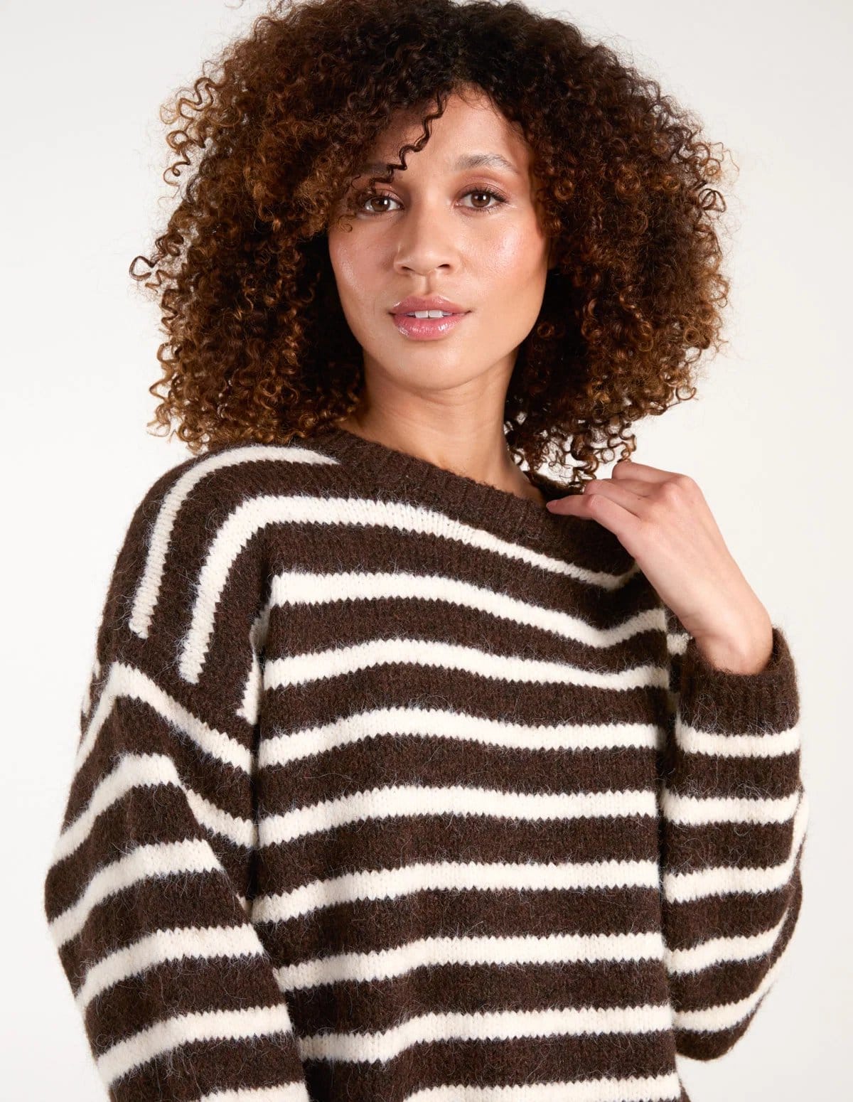 Blue Vanilla Soft Knit Round Neck Stripe Jumper - 4