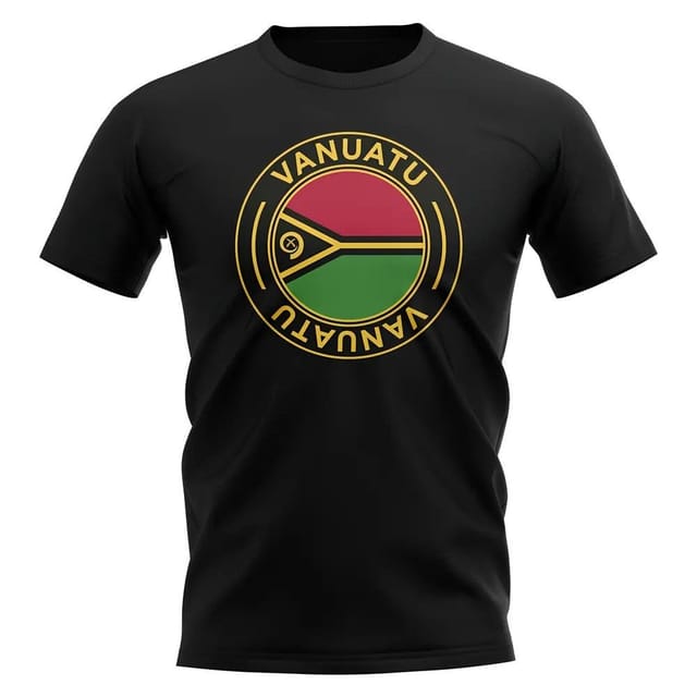 Vanuatu Vanuatu Men's Personalised Football Badge T-Shirt in Black - 2