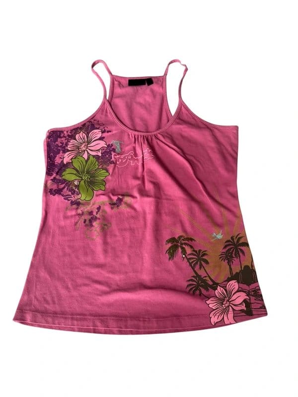Protest Pink Floral Bead Embellished Racerback Cami Top