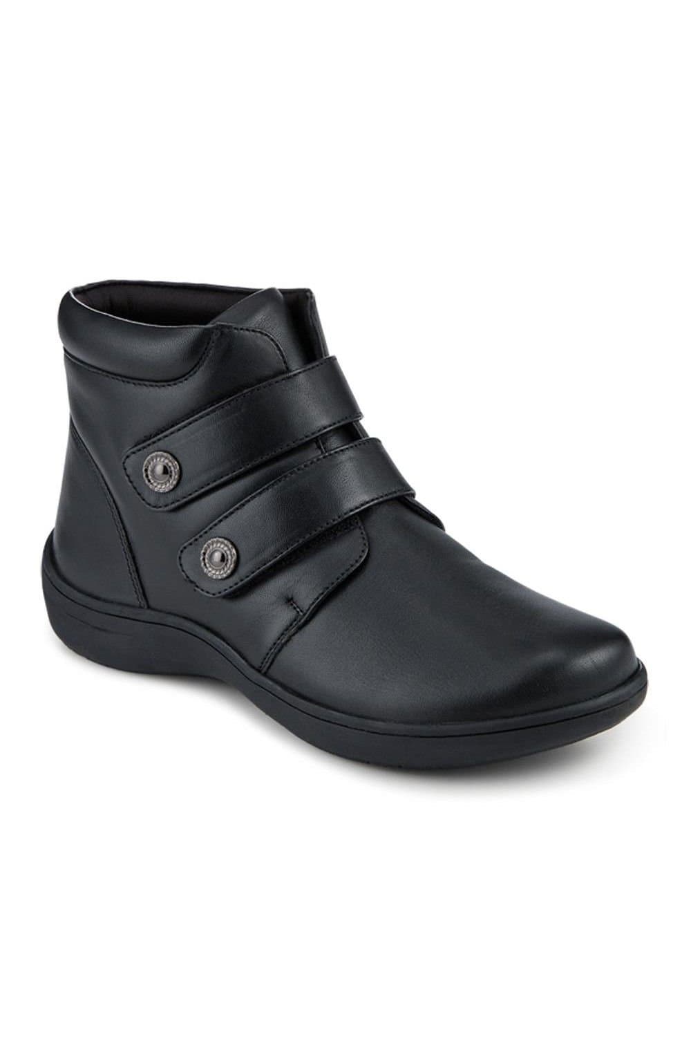 Pavers Pavers Women's Wide Fit Leather Touch Fasten Boots in Black