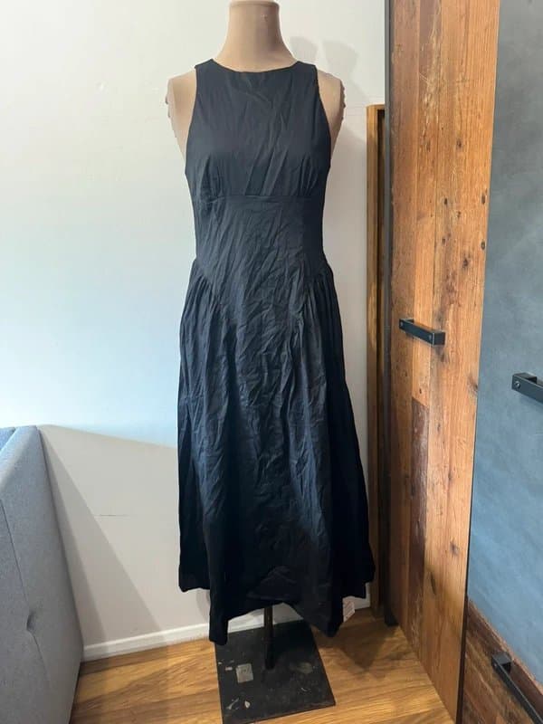ASOS Design sleeveless maxi dress with corset detail in black basque minimalist plain size 10