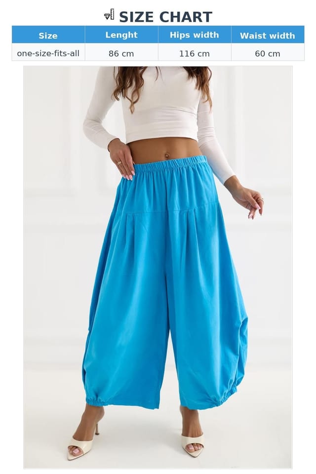 Love Lace Love Lace Women's Italian Corduroy Aladdin Trousers Cropped in Blue - 3