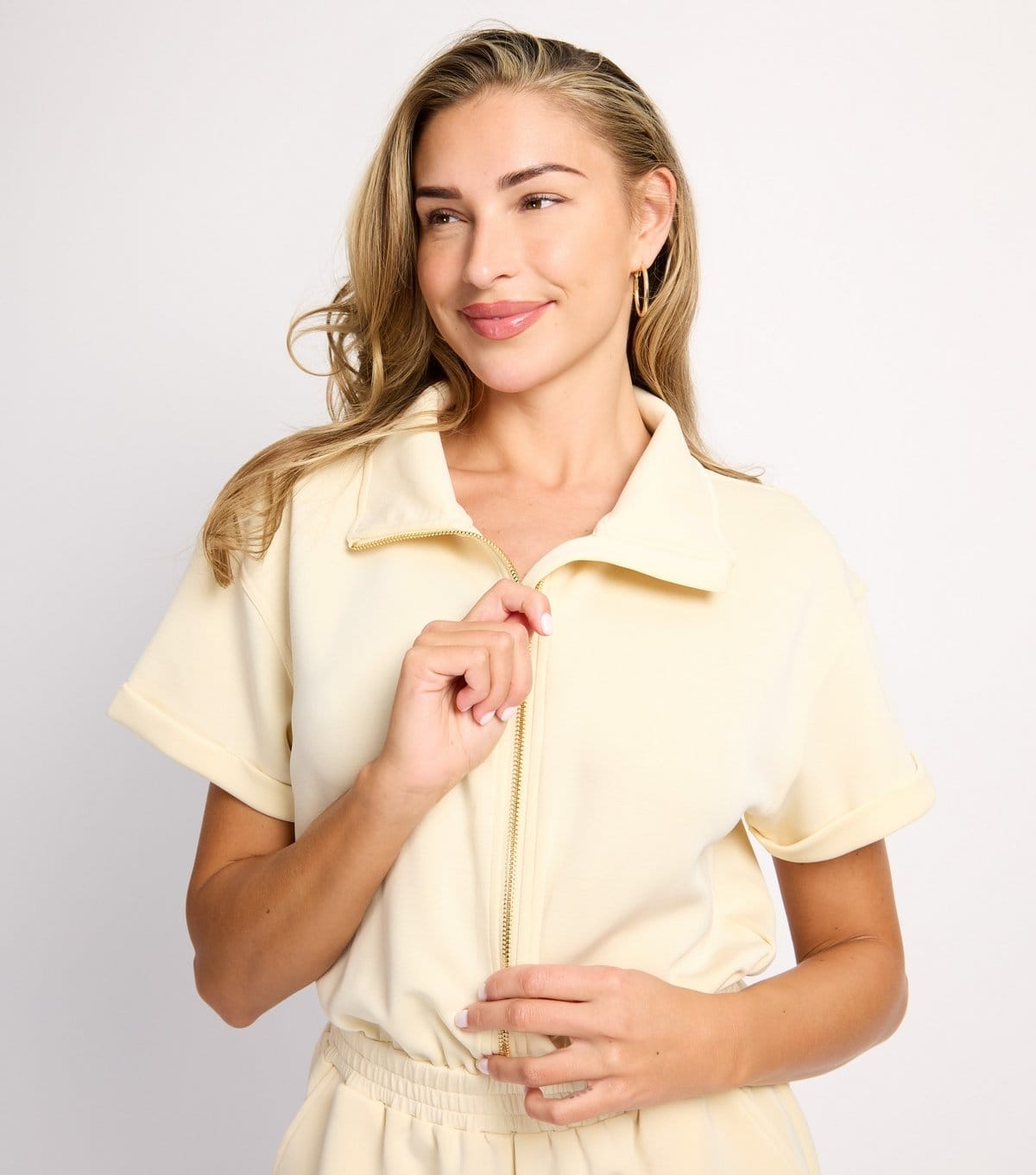 Rise Women's by Zara McDermott Light Yellow Scuba Zip Playsuit Rise New Look - 4