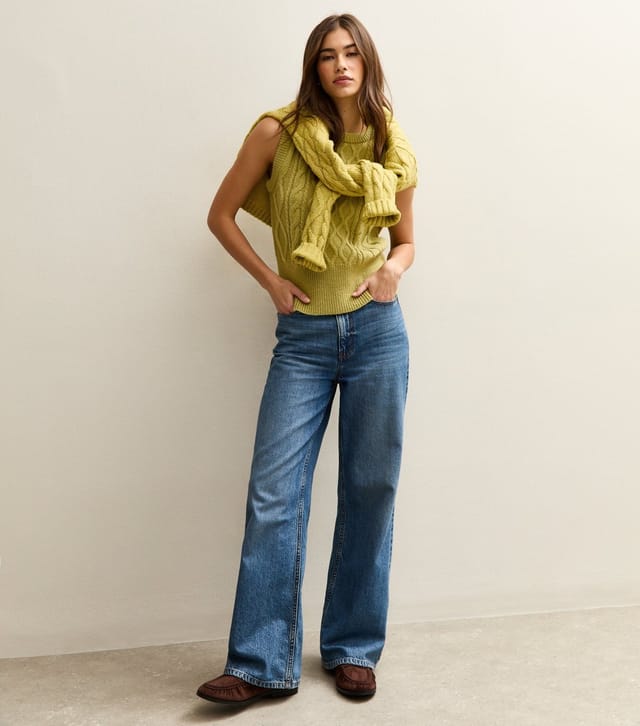 New Look Women's Bright Green Cable Knit Vest New Look - 2