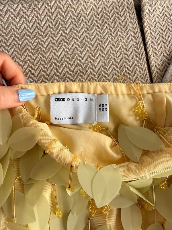 ASOS Design ASOS Design leaf embellished mini skirt - yellow - size 10 - 1